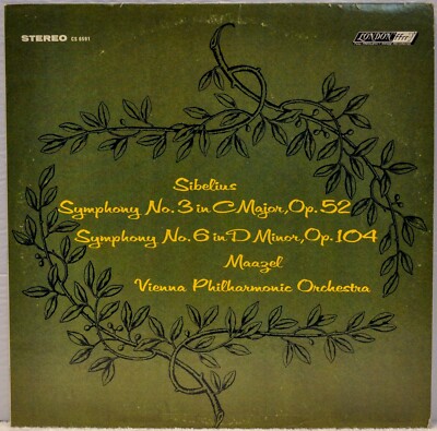 Sibelius Symphony No. 3 / 6 Vienna Philharmonic [London CS 6591] Vinyl LP