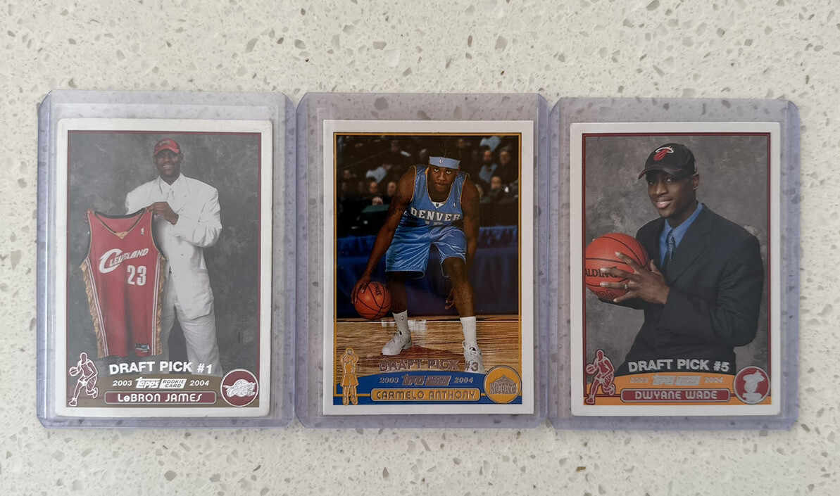 2003 Topps Lebron James, Dwayne Wade & Carmelo Anthony - Draft
