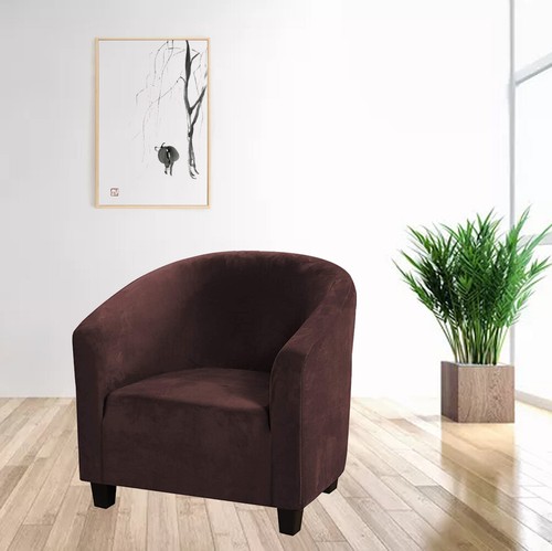 Soft Velvet Club Chair Slipcover 1PcsTub Chair Cover Armchair Cover Couch Covers - Picture 34 of 41