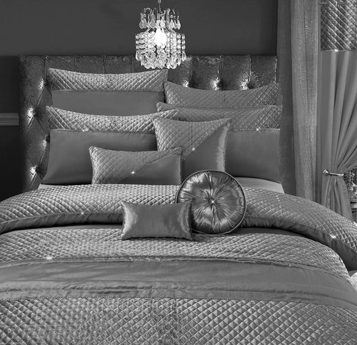 Jade Silver Quilted Velvet Diamante 
