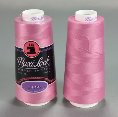 Maxi-Lock Serger Thread # 32345 Mauve Pink Polyester 3000 Yards Lot of 2 Used
