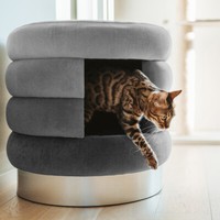 Design KatzenhöHle Choupette Grau Katzenbett KuschelhöHle Hocker FüR Katze Xl