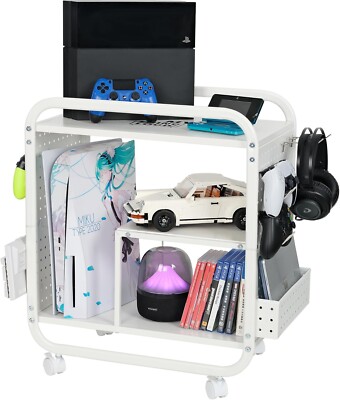 Mythinglogic Gaming Aufbewahrungsregal mit Rollen, Spielkonsole Organizer für PS5/PS4