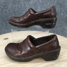 BOC Shoes Womens 7 Professional Clogs Wedge Heels Comfort Brown Leather Slip On