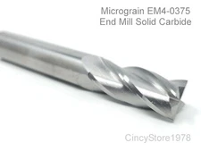 Solid Carbide End Mill 4 Flute EM4-0375 3/8" New Fast Free Shipping MADE IN USA