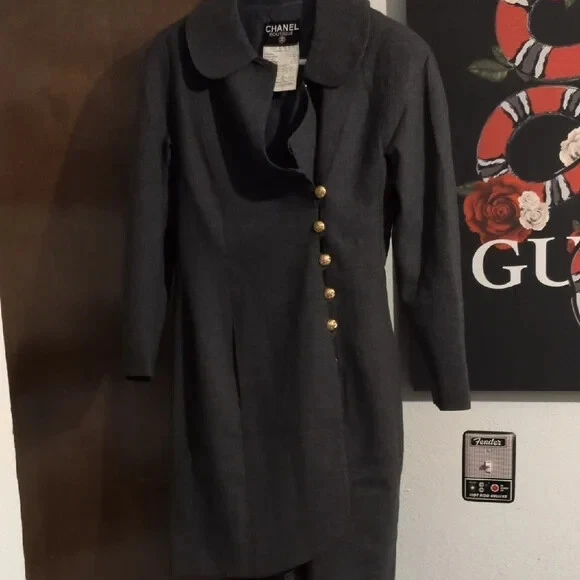 Autentico cappotto abito vintage CHANEL lana e seta taglia S M (38) Made in France