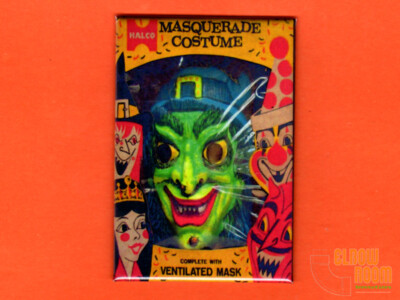 Halco witch costume box art 2x3'' fridge/locker magnet vintage Halloween