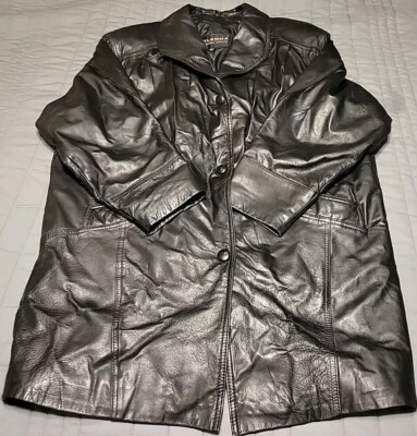 Vintage Wilsons The Leather Experts Black Leather Mens Large Biker Jacket 