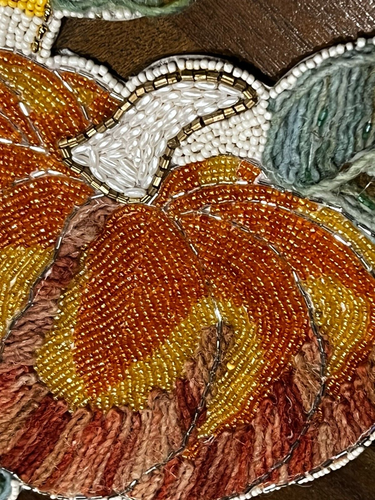 Sigrid Olsen BEADED/YARN FALL PUMPKIN TABLE RUNNER~Autumn Leaf*Thanksgiving - Picture 8 of 11