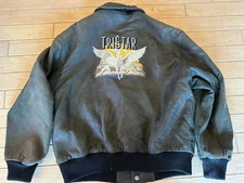VTG TRISTAR PICTURES STUDIO EMPORIUM LEATHER CREW JACKET RARE 90s Sz L