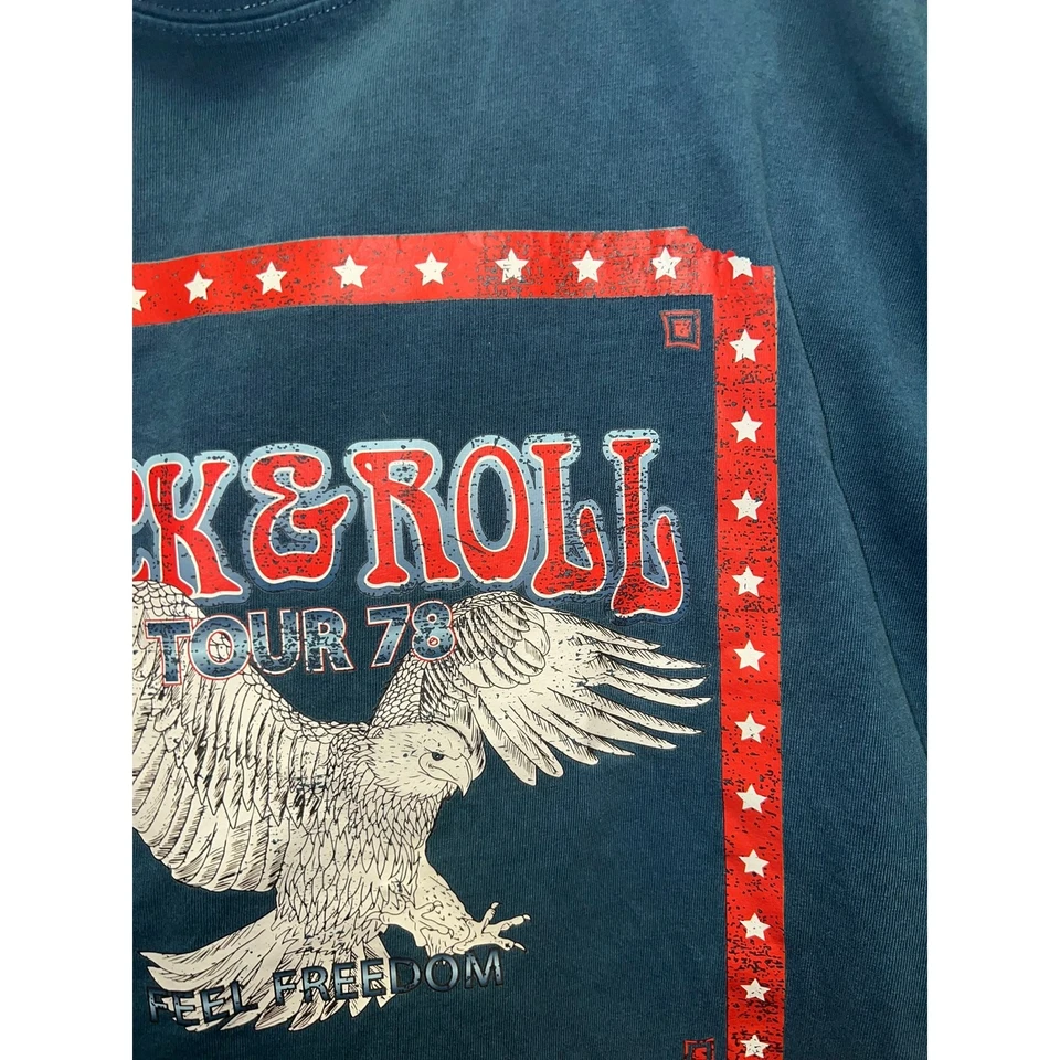 Womens Rock & Roll Top Shirt Vintage Style Eagle Graphic Blue Tee Women Medium - Image 4 of 4