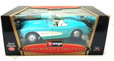 Burago DIAMONDS 118 1957 Chevrolet Blue Corvette 1/18 Scale Made In Italy NEW