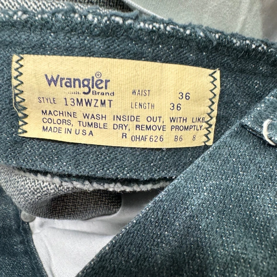 Pantalones de mezclilla Wrangler 13MWZMT verdes vintage para hombre 36x36 corte vaquero hechos en EE. UU. años 90 80 rodeo Foto 4 de 4