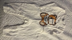 Moschino Bear White Cotton Jersey Coverall One-Piece Long Sleeve 6-9 Months