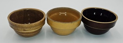 Vintage Stone Ware 5 inch Bowls Vintage Lot of Three Different Marked USA