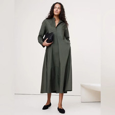 Banana Republic Cotton Trapeze Shirt Dress | Yosemite Green Large #852067 NEW