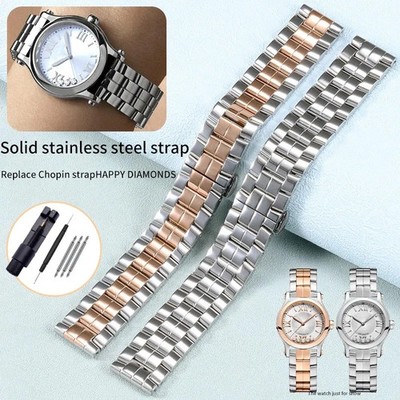 Stainless Steel Strap for Chopard Happy Diamonds Butterfly Drill 18mm Watch Band