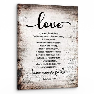 1 Corinthians 13:4-8 Love Never Fails Retro Wall Art,Christian Bible Verse Sc...