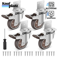 Montageplatte 75Mm MöBelrollen Gummi 450Kg TragfäHigkeit 4Er-Set