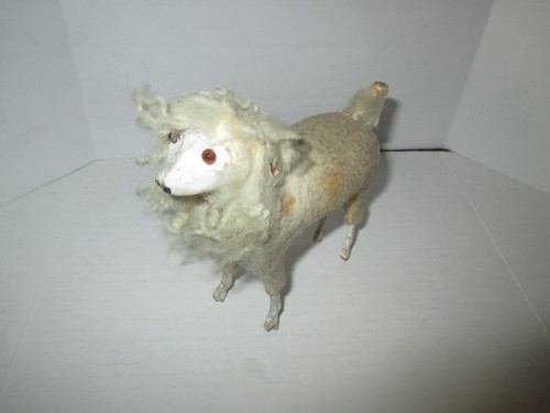 Antique German Putz Wooly Sheep Stick Leg Replacement For Pull Toy 5" Tall