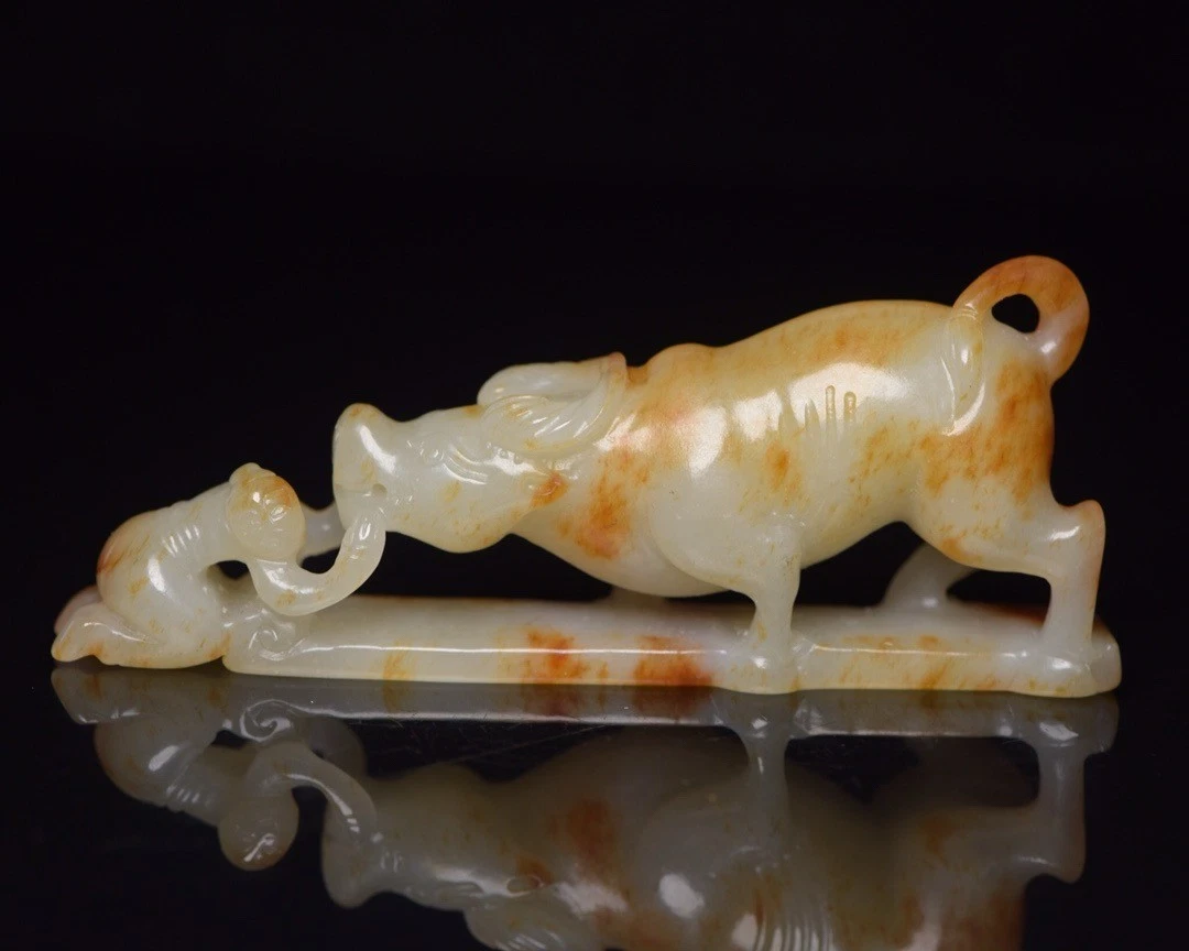 玉石古董中国牛雕像、动物雕像| eBay