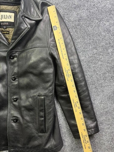 M Julian Coat Mens Small Black Leather Thinsulate Quilted Lined Button image 4