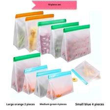 10PCS 3Size PEVA Reusable Stand Bottom Design Food Storage Bags Freezer Safe