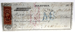 1869 MEMPHIS, TENN  RESCHER SCHULTZ & CO  LARGE BRIGHT XF + VERY NICE CRISP PAID