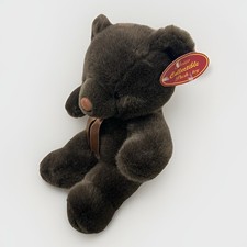 Anico Collectable Plush Teddy Bear Dark Brown Bow Tie Vintage Plush Animal