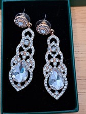 Clear Austrian Crystal Rhinestone Chandelier Dangle Earrings Pageant Formal NIB