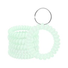 6-Pack Wrist Coil Keychain, 2" Plastic with Steel Key Ring Light Green 