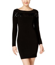 Jump Apparel Womens Sequin Trim Bodycon Dress
