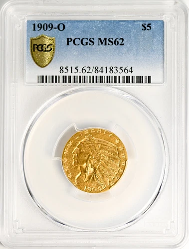 1909-O INDIAN HEAD $5 PCGS MS 62