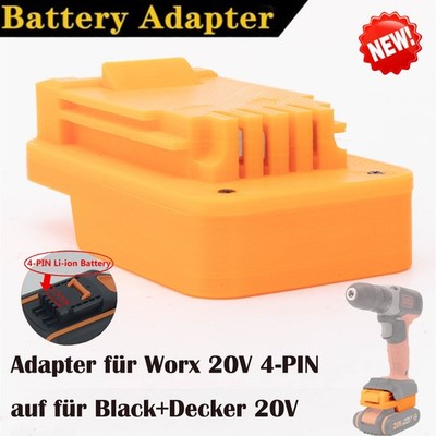 Akku-Adapter für Worx 20V 4-PIN Li-Ion Akku auf für Black+Decker 20V Geräte NEU
