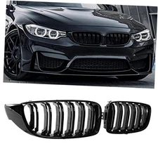F32 Grille,Front Kidney Grille Grill Compatible for 4 Gloss Black Double Slats