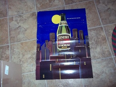 Vintage GENESEE 12 HORSE ALE BEER POSTER Rochester New York NY Bar Tavern