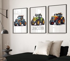 Prints for Toddler Boy Nursery Bedroom Watercolour Farm Tractor Wall Art Decor