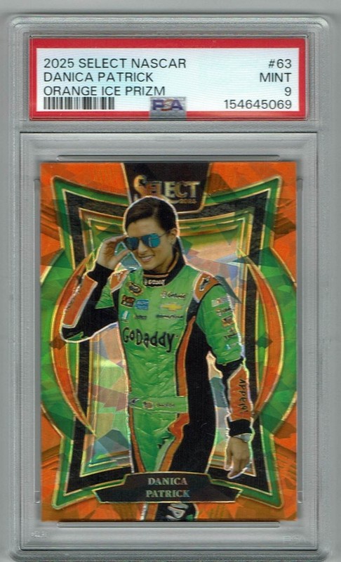 DANICA PATRICK 2025 SELECT NASCAR ORANGE PRIZM CARD #63 PSA 9 LOW POPULATION