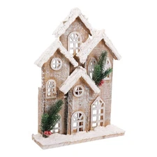 Winter Village Light Christmas Wood House Lighted Church Santas Wonderland Ho...
