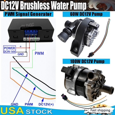 #ad 12V Brushless Motor Automotive Cooling Hot Water Pump 60W 100W Circulation Pump $49.99
