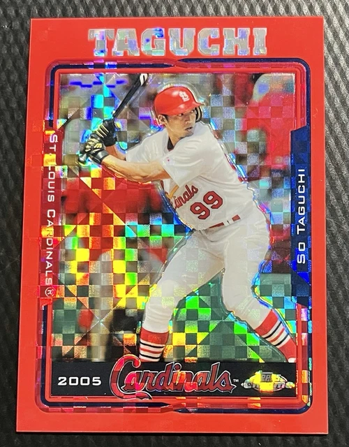 2005 So Taguchi Cardinals 14/25 Topps Chrome X-Fractor Red Refractor #199