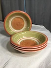 Pier 1 Valencia Hand Painted Stoneware Cereal Soup Bowls 8.5” Set Of 4 Circles