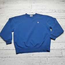 VINTAGE Russell Athletic Pro Cotton Sweatshirt Blank Mens XL Blue Fleece Y2K