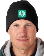 ChatGPT Chat GPT OpenAI Open AI Logo Design on Hat Solid 12? Cuffed Knit Beanie
