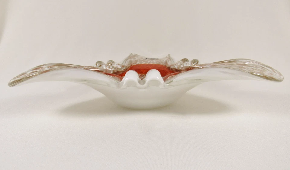 Cuenco de vidrio artístico italiano vintage 1950 MURANO Fratelli Toso dorado aventurina   Foto 3 de 4