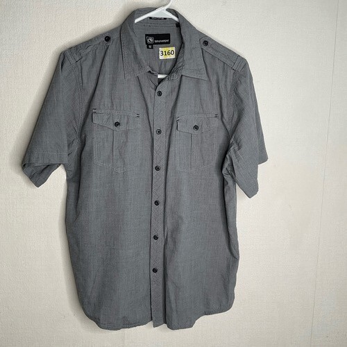 Ocean Current Button Up Short Sleeve Wrinkle Free Camp Shirt Men Size Medium Gra - Picture 8 of 11
