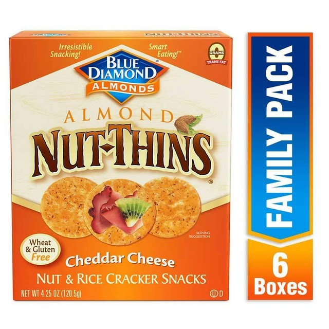 Blue Diamond Almond Nut Thins Cracker Snacks Cheddar Cheese 4 25 Oz Blue Diamond Almond Nut Thins Cracker Snacks Cheddar Cheese 4 25 Oz