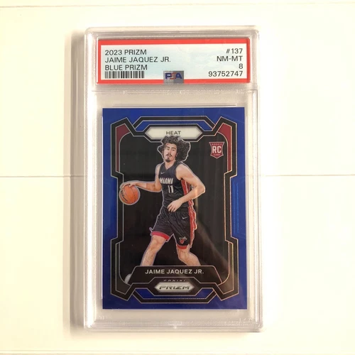 Jaime Jaquez 2023-24 Panini Prizm Blue Rookie RC #137 29/199 Miami Heat PSA HK