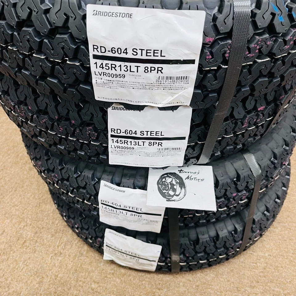 BRIDGESTONE RD604 604V 145R13 8PR Tire Set 4 Kei truck mini track Carry Acty New - Image 2 of 4