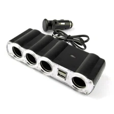 Car  Lighter 4 Way Multi Socket Splitter Charger DC 12V with 2 USB Port